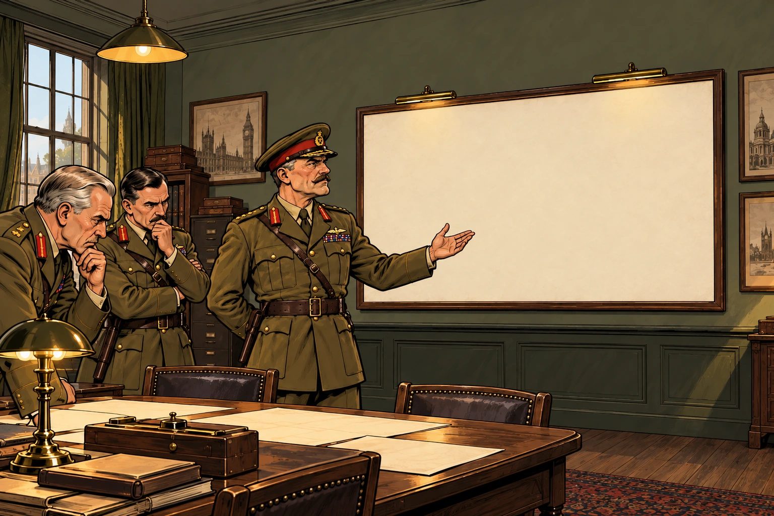 British officers in a military operations room